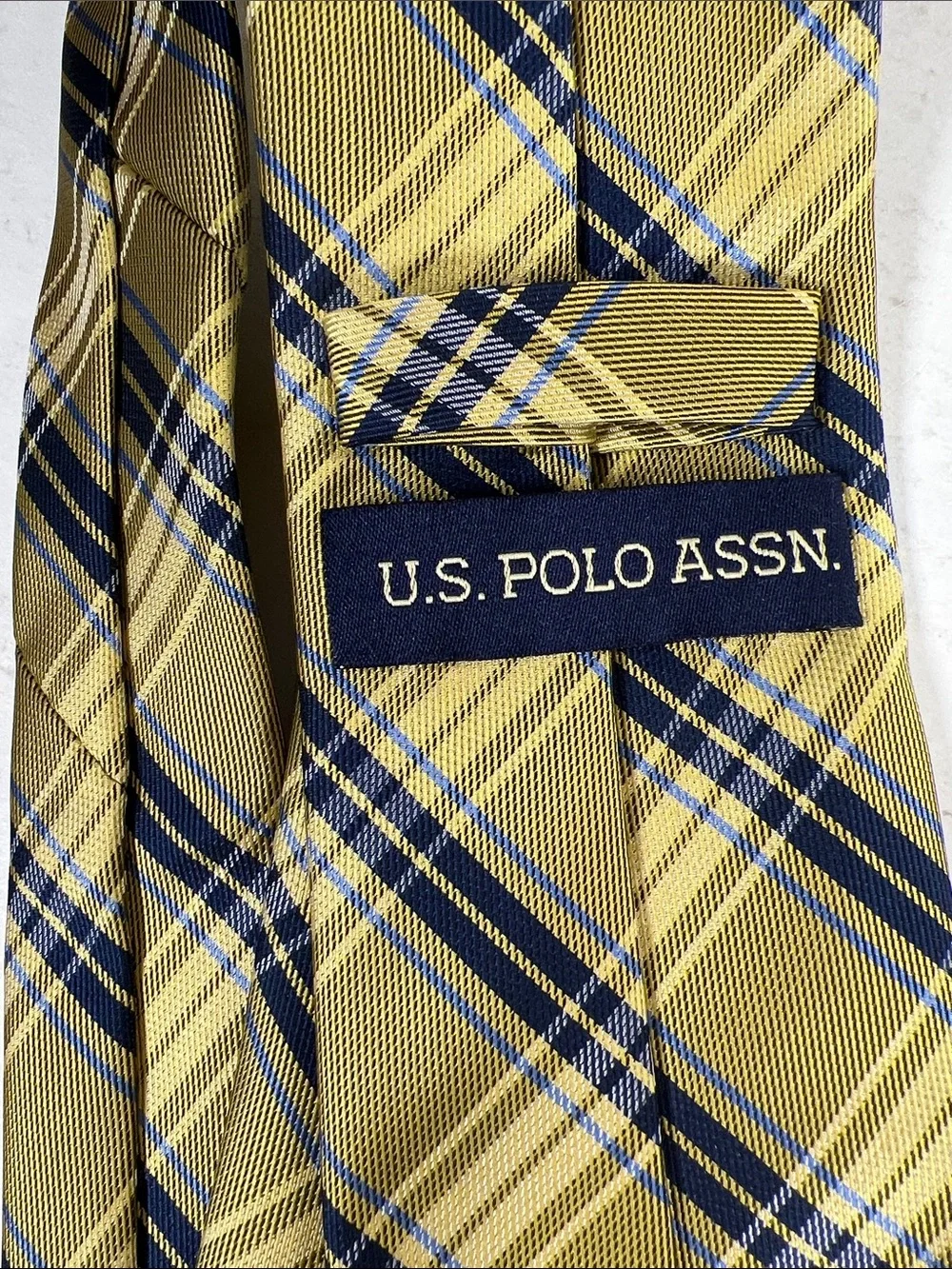 U.S. Polo Assn. Yellow and Navy Plaid Tie
